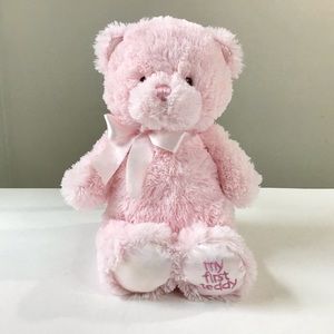 Baby Gund My First Teddy Bear 11” Pink Plush Stuffed Animal Satin Details Soft